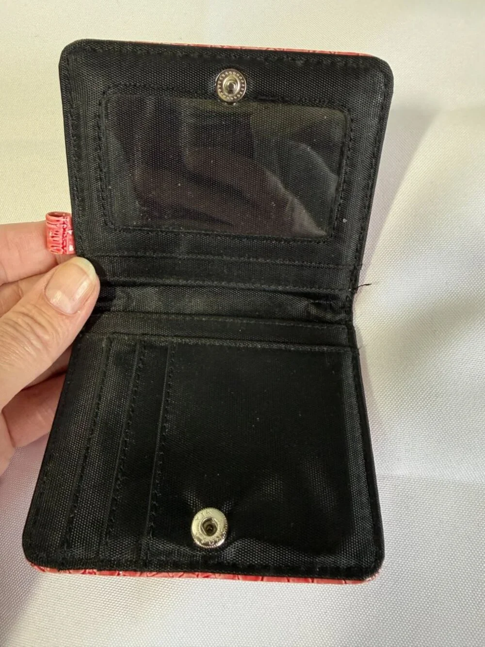 Set Of‎ 2 Mini Wallets Pink Croc Embossed/Black Faux Leather ID Windows
